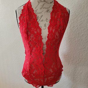 NEW Floral Lace Halter Teddy Lingerie